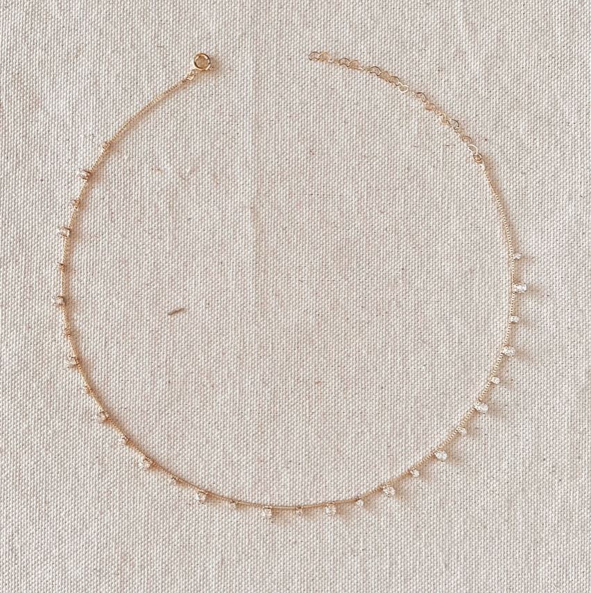 18k yellow gold filled sparkly choker necklace