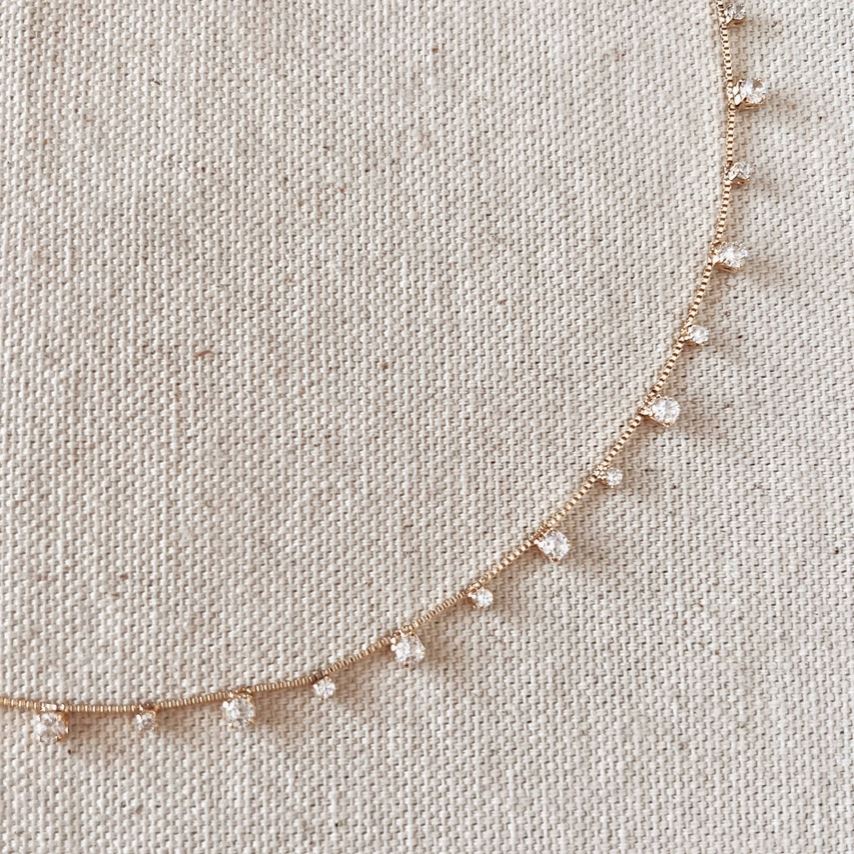 18k yellow gold filled sparkly choker necklace