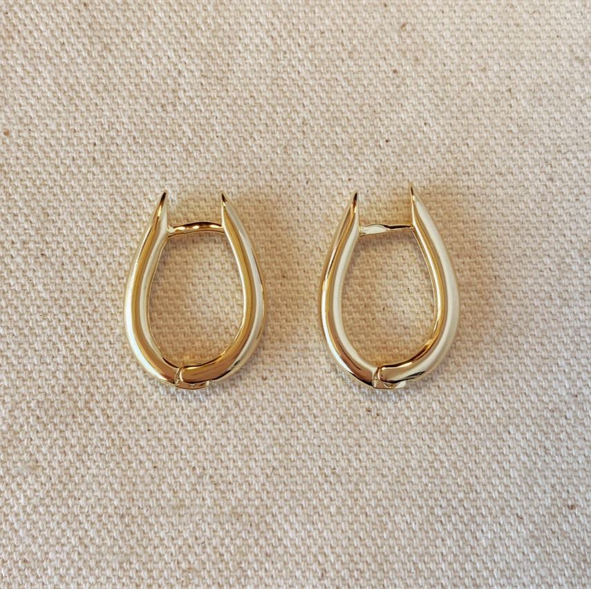 18k Gold Filled Drop Hoop Earrings