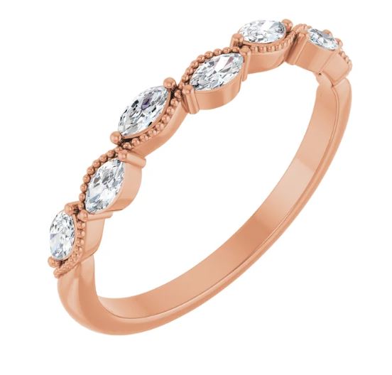 14K rose gold marquise diamond weave style ring. 0.35 carats. Size 5.5