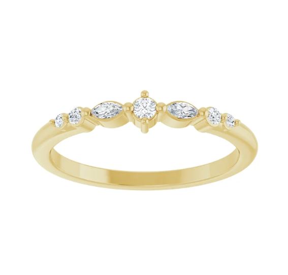 14k yellow 1/8cttw natural diamond stackable ring