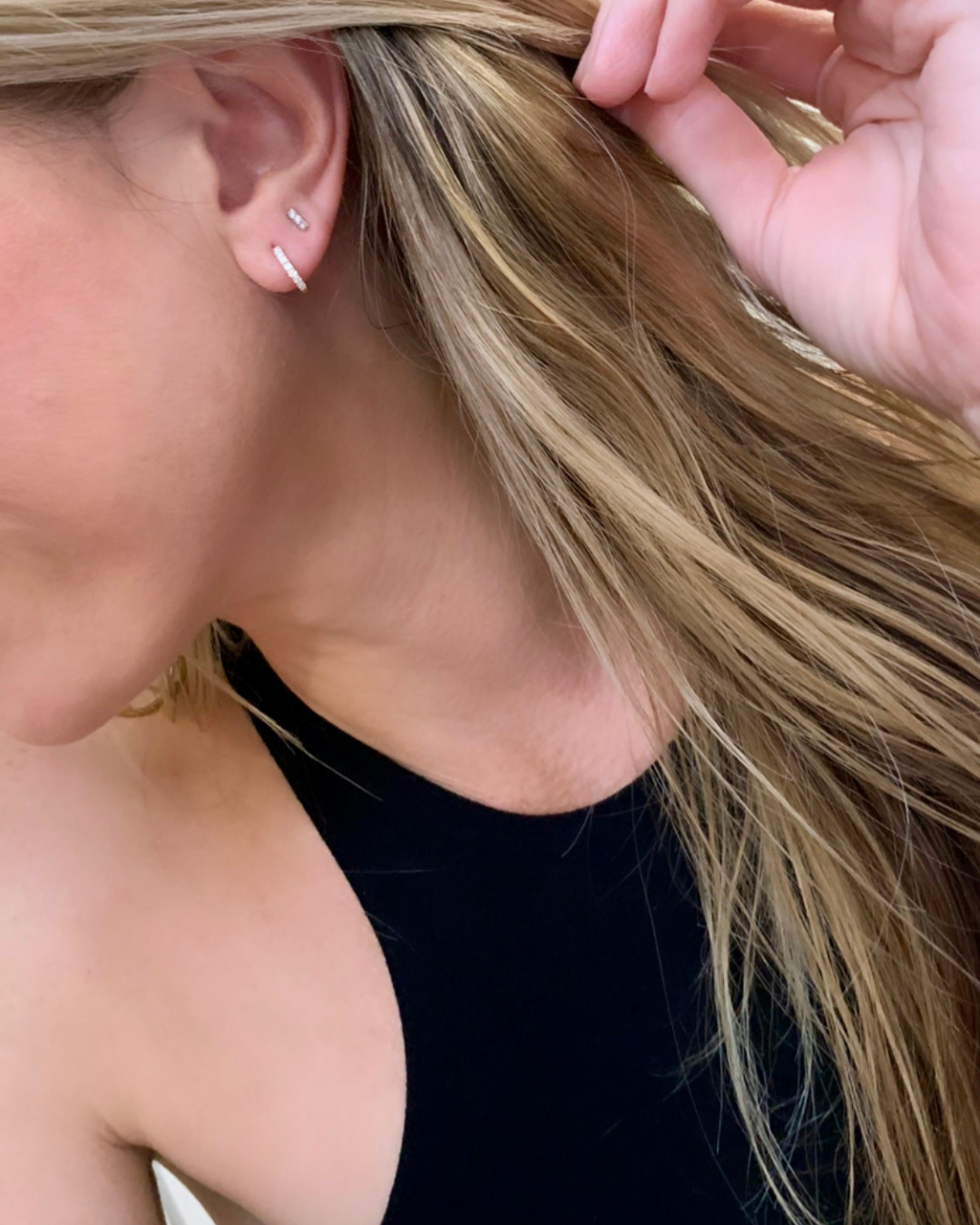 14k yellow gold lab grown diamond hoops