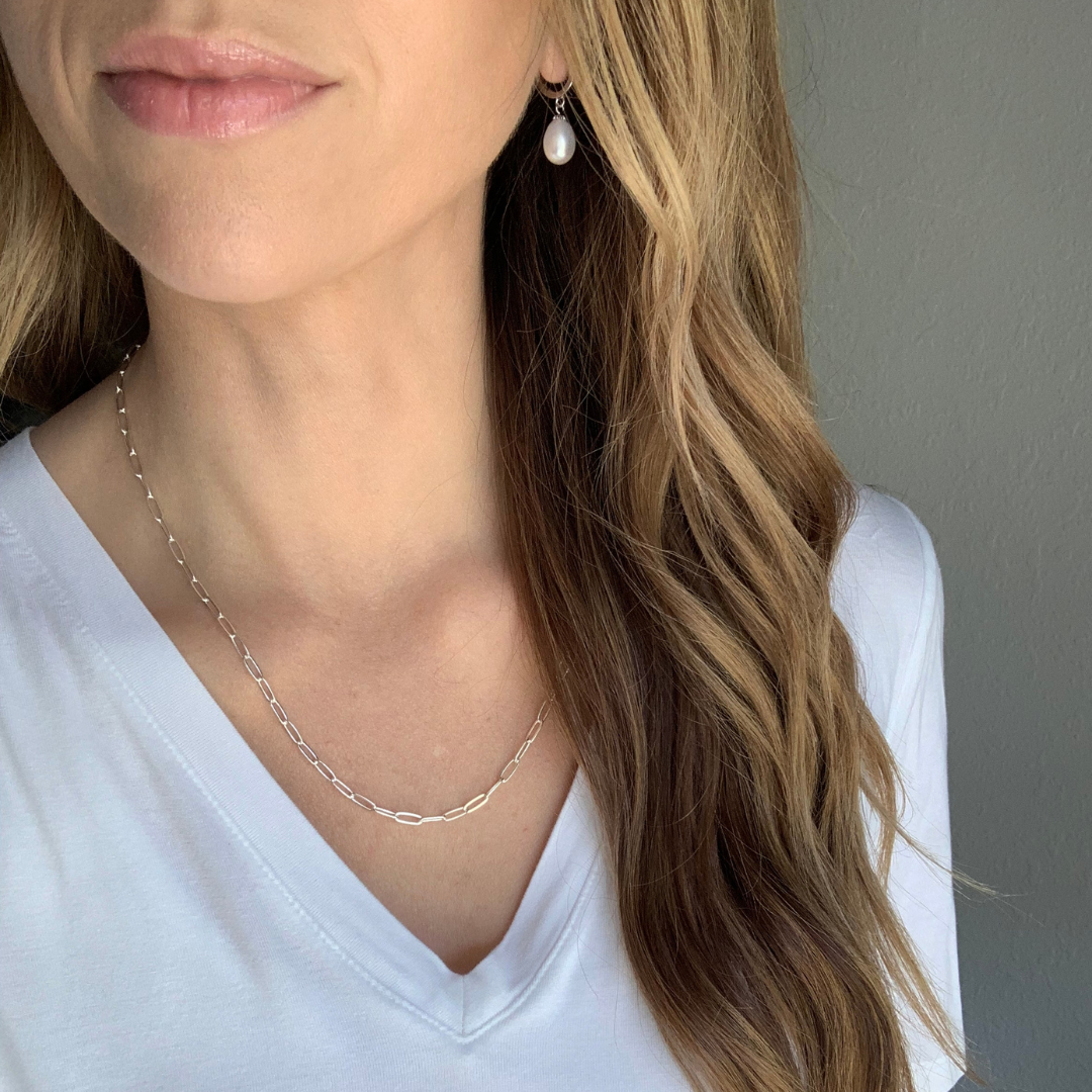 3.2 mm Wide Sterling Silver Paperclip Chain
