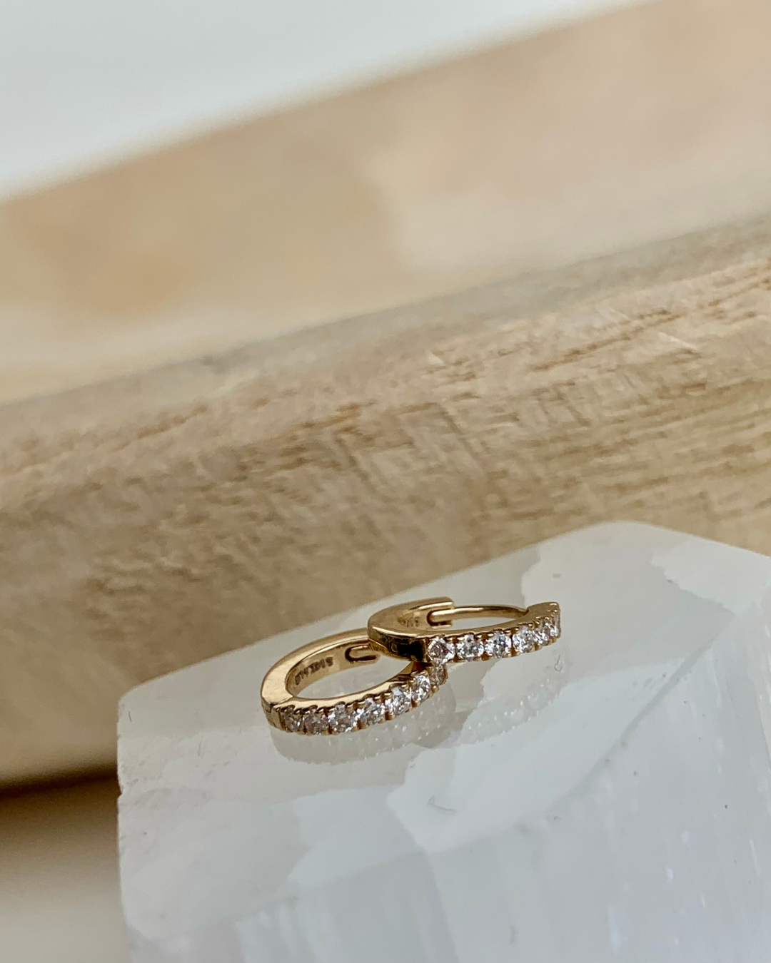 14k yellow gold lab grown diamond hoops