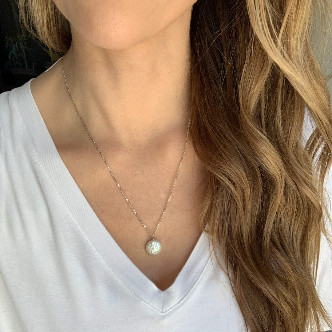 the kayla coin pearl pendant