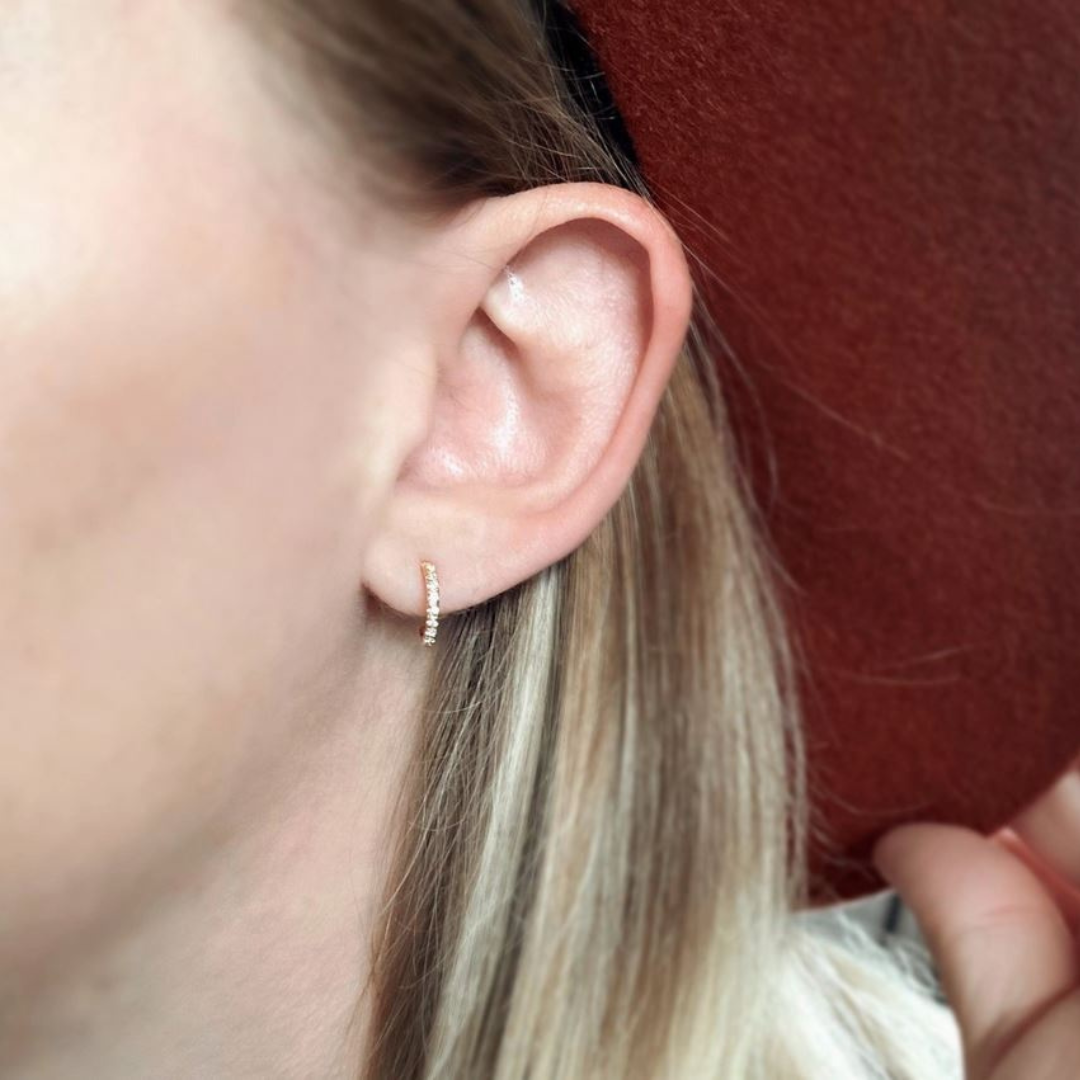 18k yellow gold filled cz hoop earrings