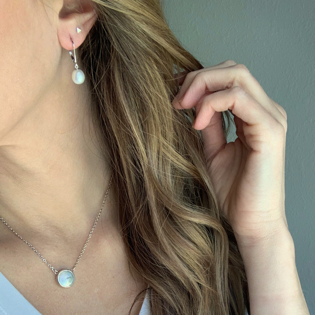Sterling Silver Rhodium-plated Freshwater Cultured Pearl Dangle Earrings