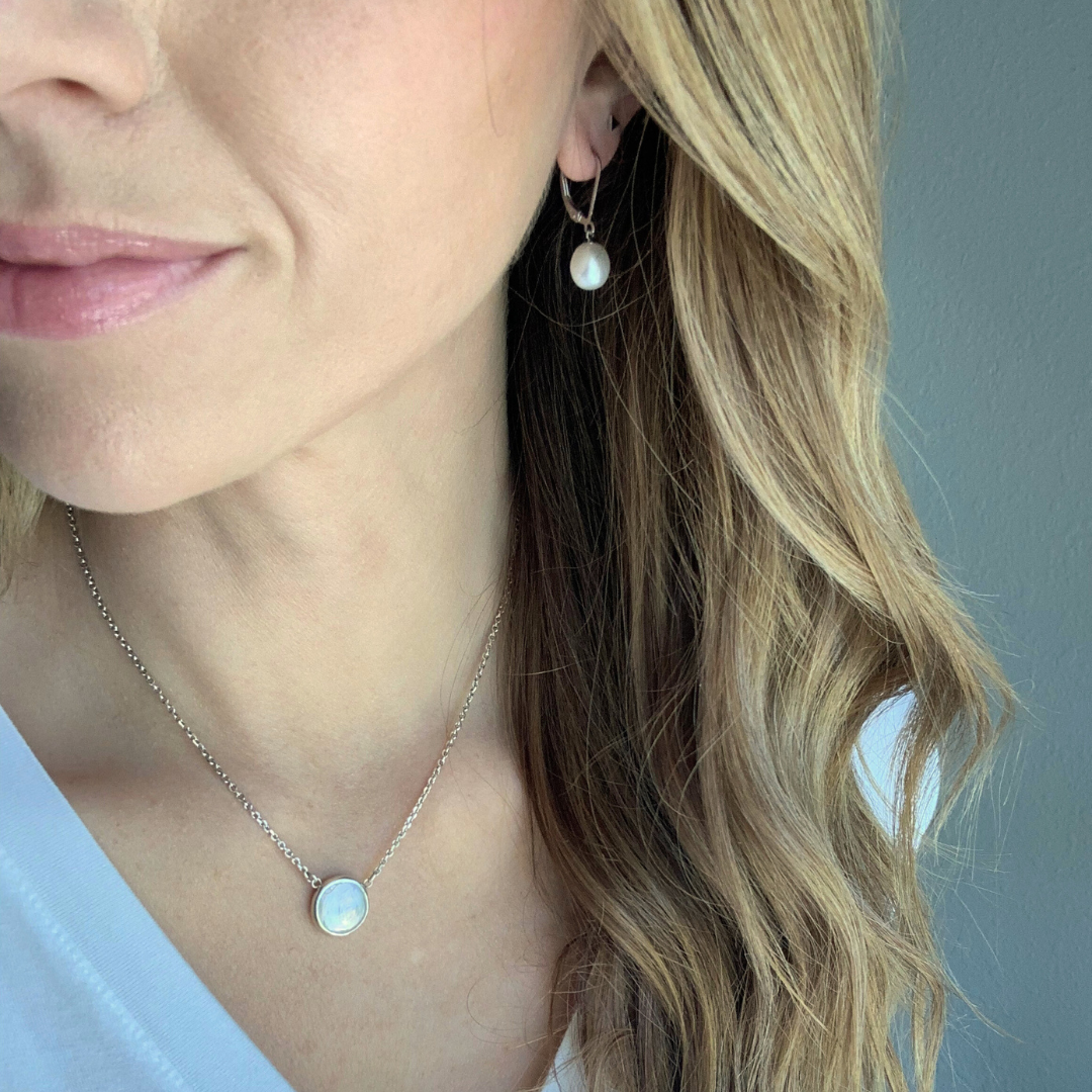 Sterling Silver Coin Pearl Necklace