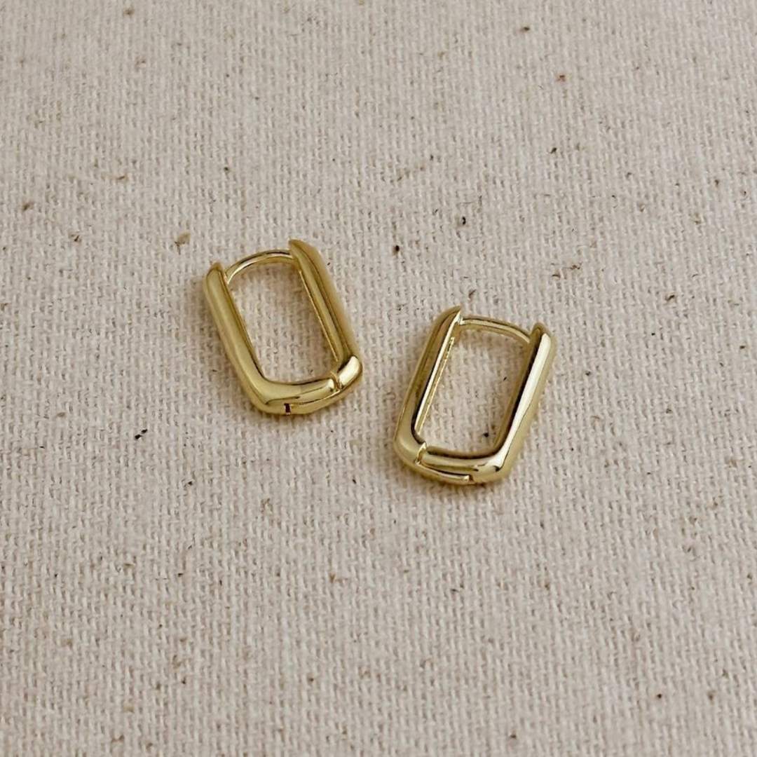 18k yellow gold filled oblong hoop earrings