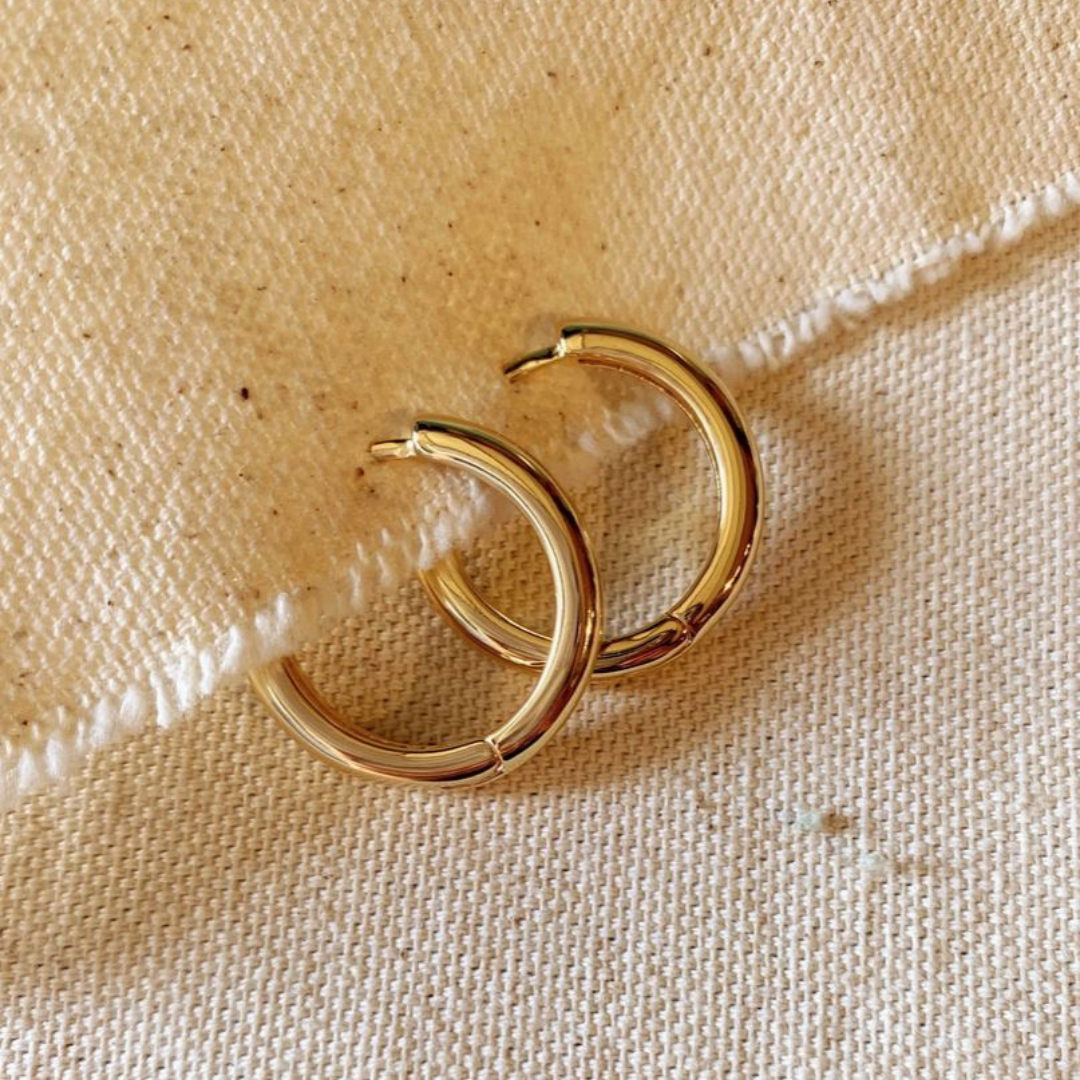 18k yellow gold filled medium size rounded hoop earring