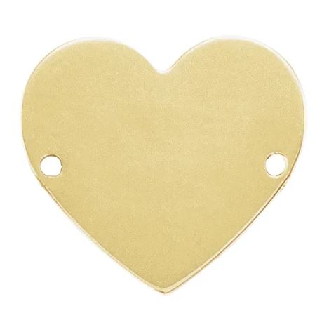 14k yellow gold disc heart connector