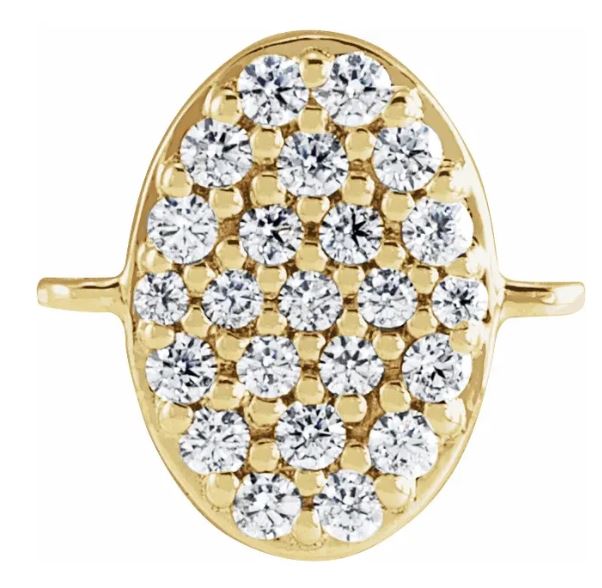 14k yellow gold oval pave diamond connector charm