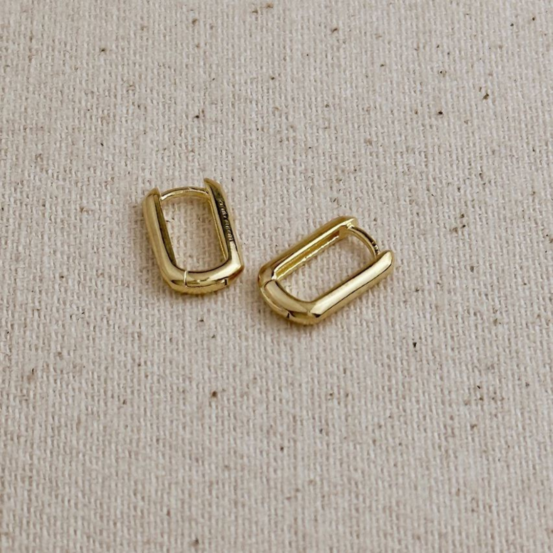 18k yellow gold filled oblong hoop earrings