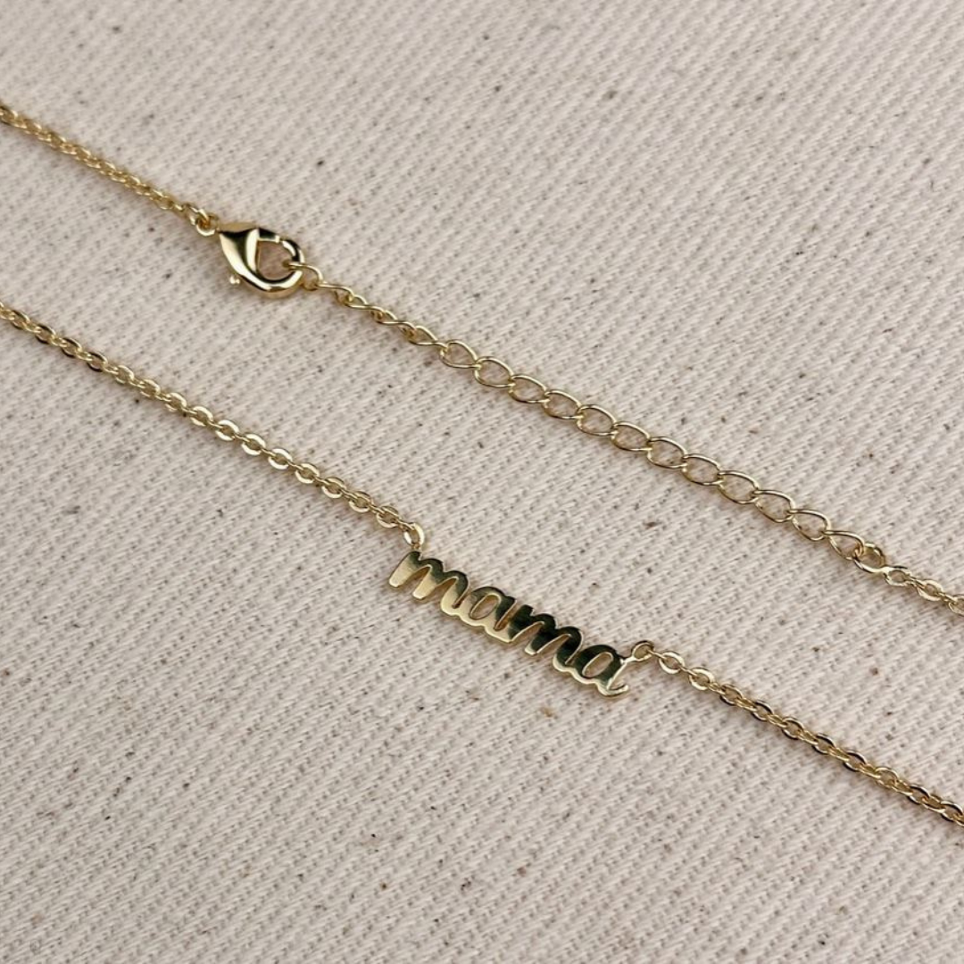 18k yellow gold filled "mama" necklace