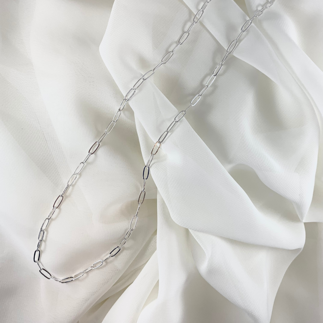 3.2 mm Wide Sterling Silver Paperclip Chain