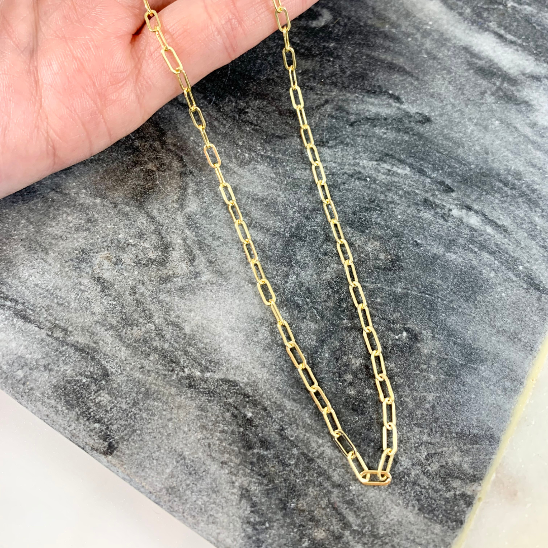 2.5 mm Wide Yellow Gold Filled Paperclip Chain