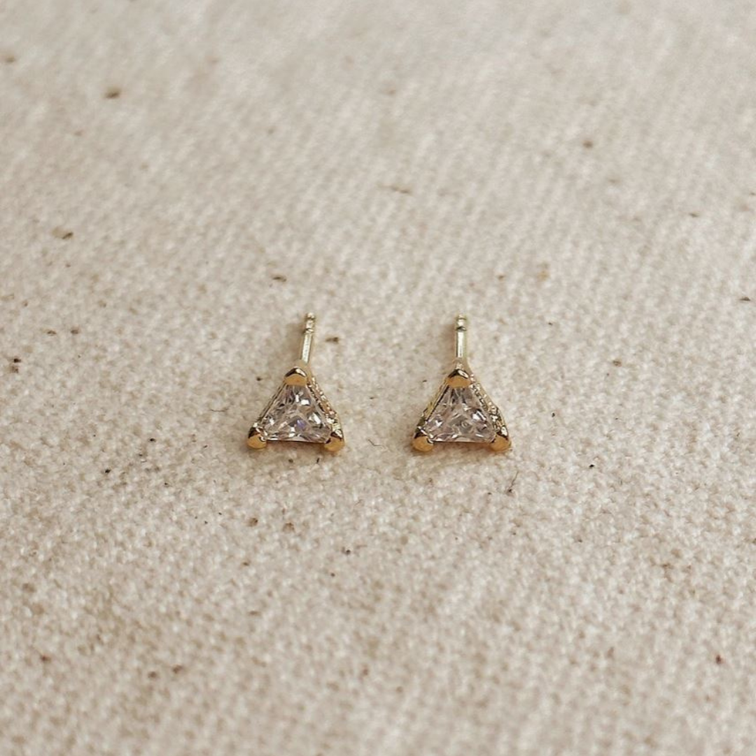 18k yellow gold filled mini triangle stud earrings