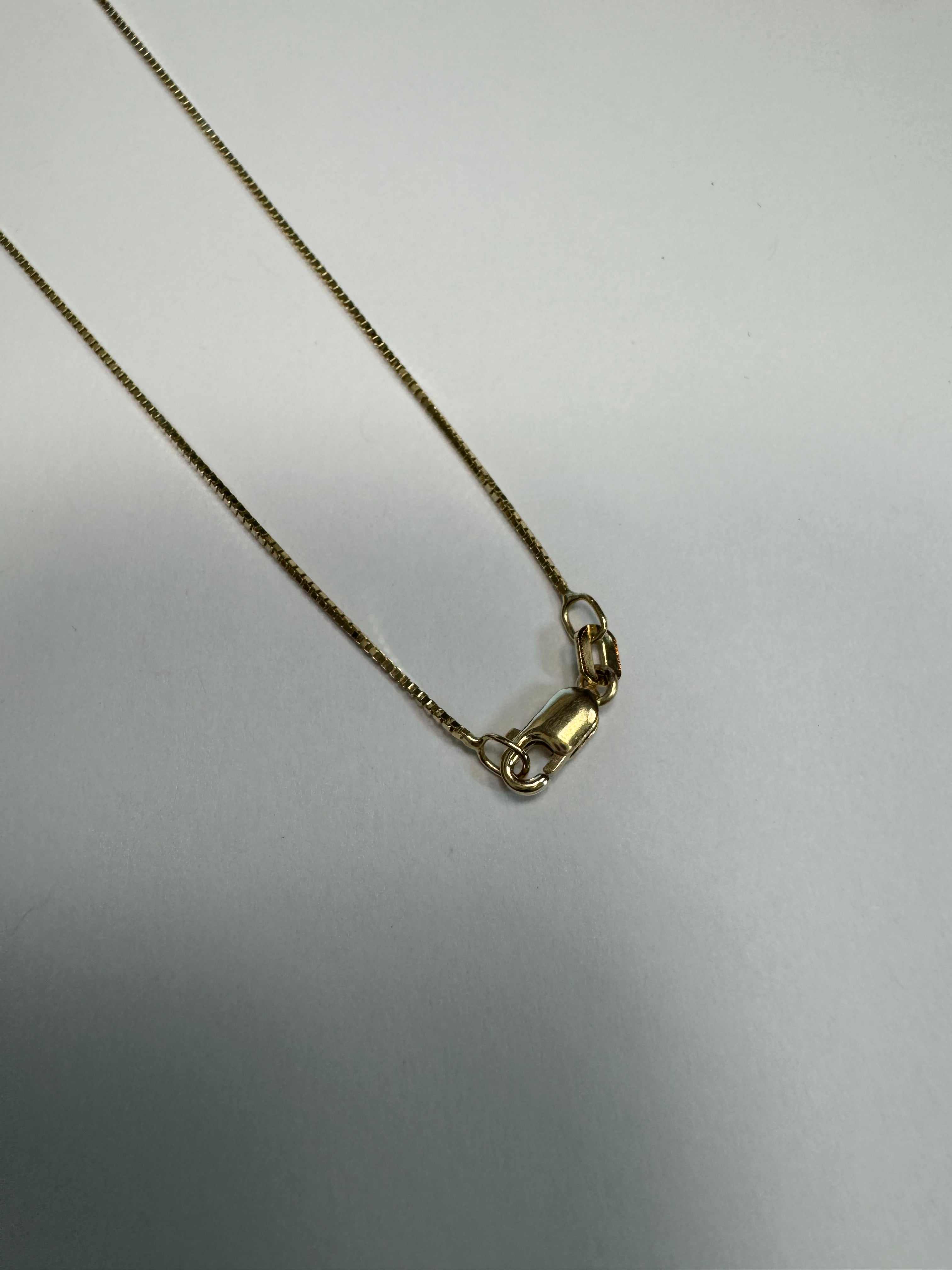 Replace broken spring ring with 14k yellow gold lobster on customer's 14k yg box chain