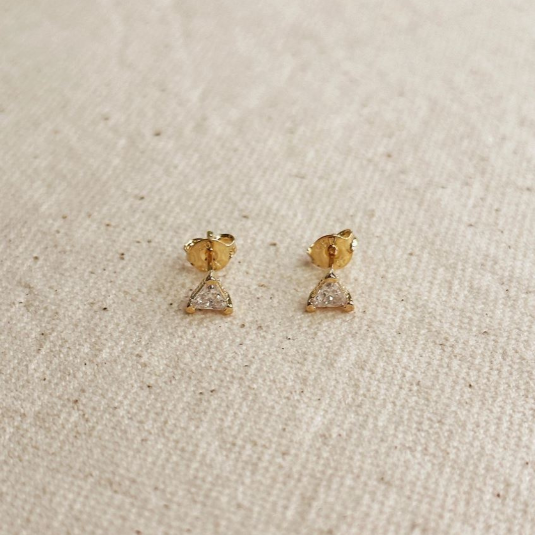 18k yellow gold filled mini triangle stud earrings