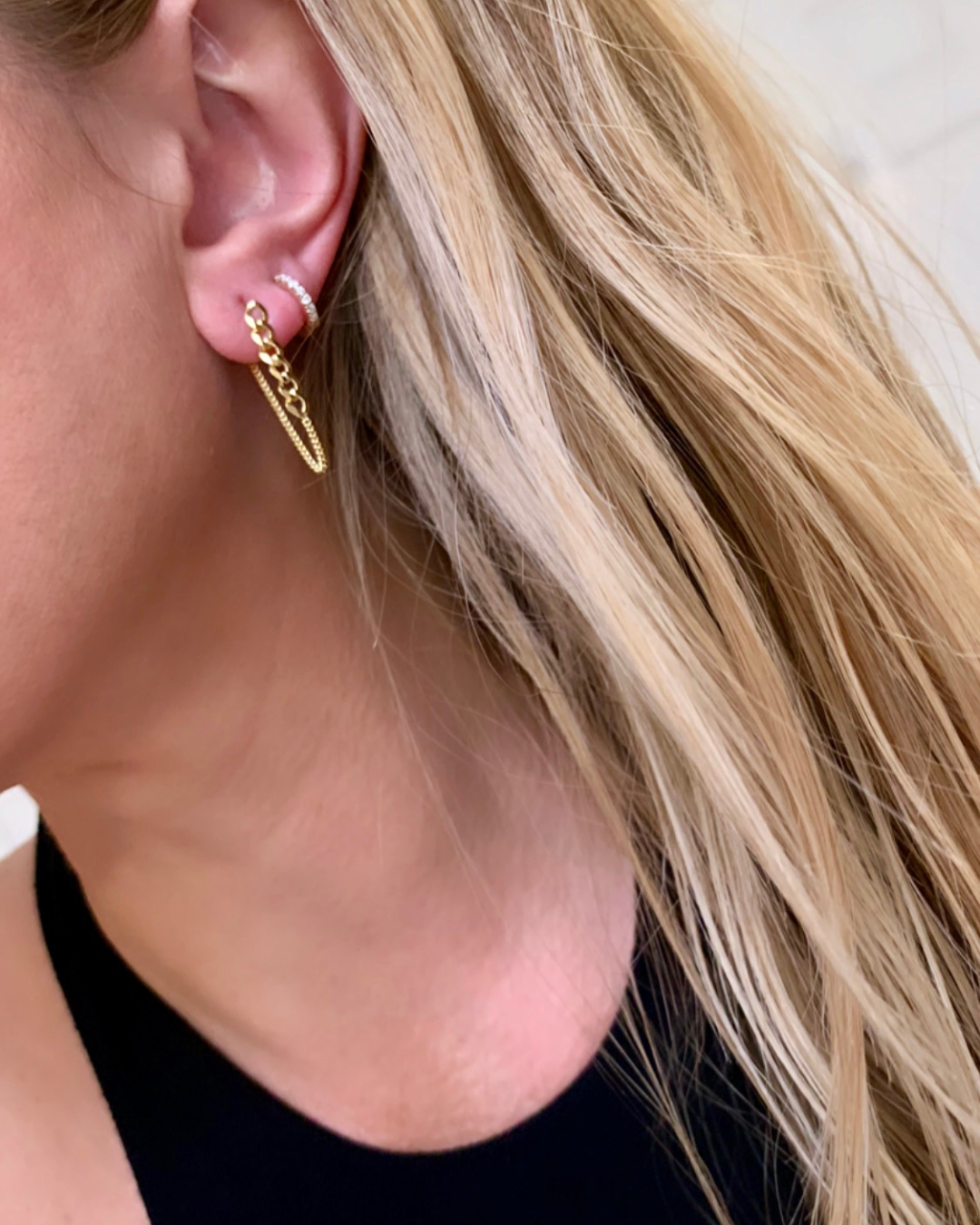curb chain front-to-back earrings