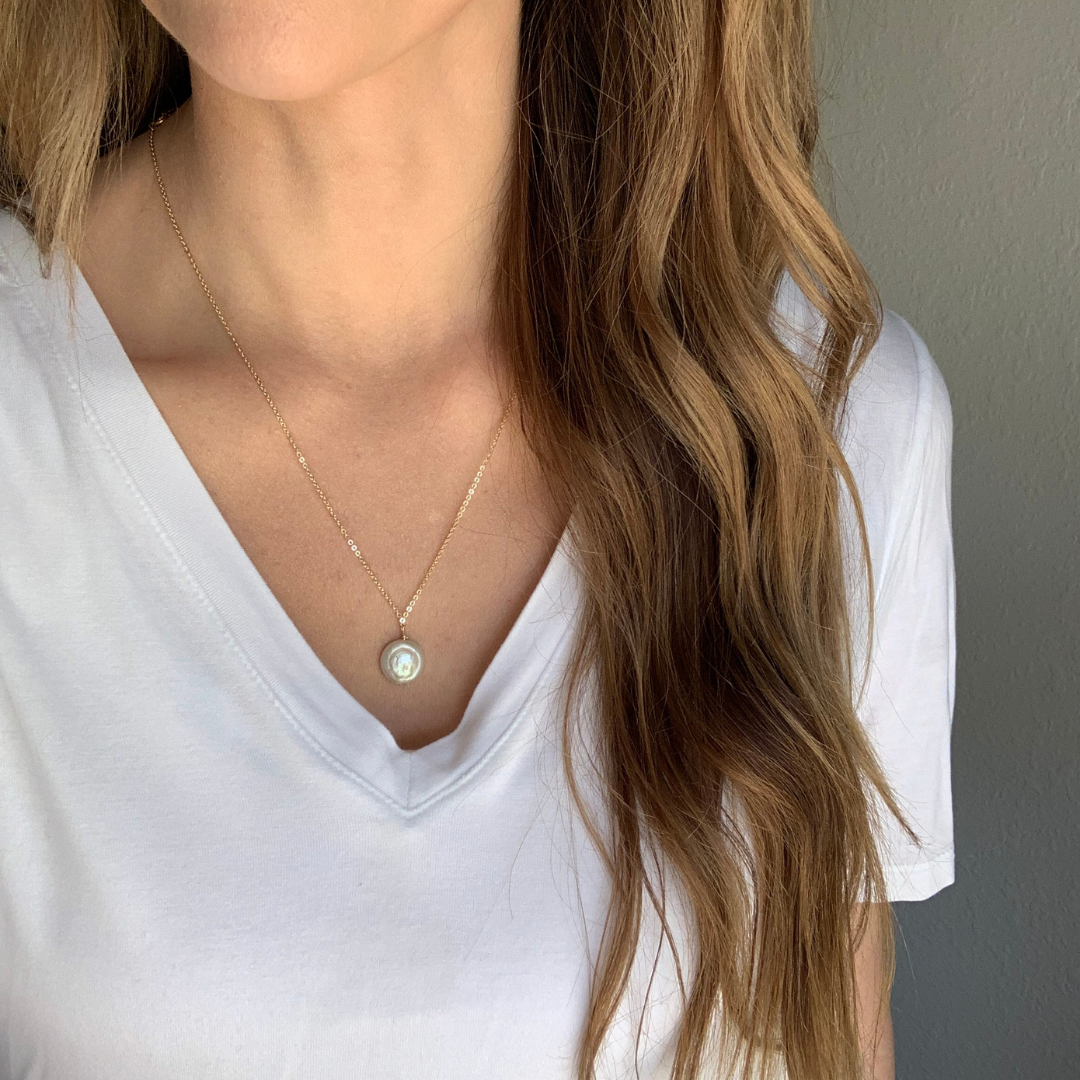 the kayla coin pearl pendant