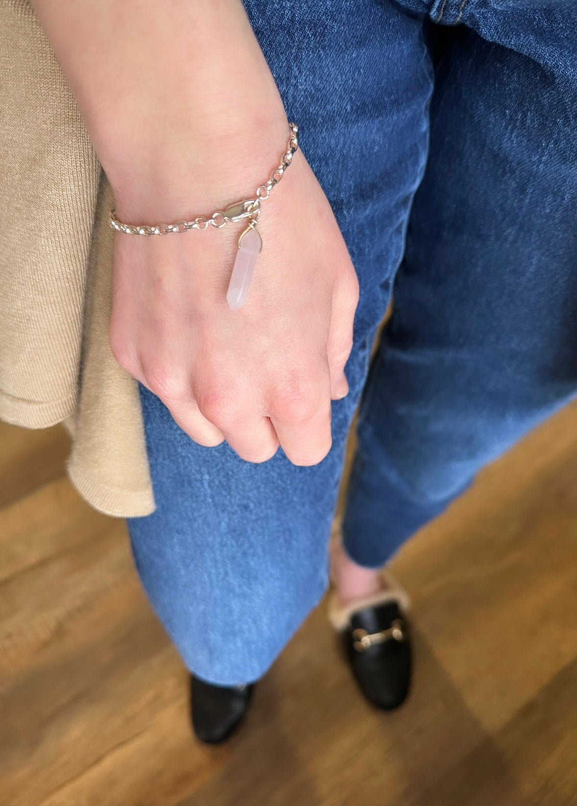 rose quartz bracelet / pendulum