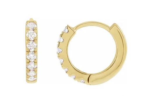 14k yellow gold lab grown diamond hoops