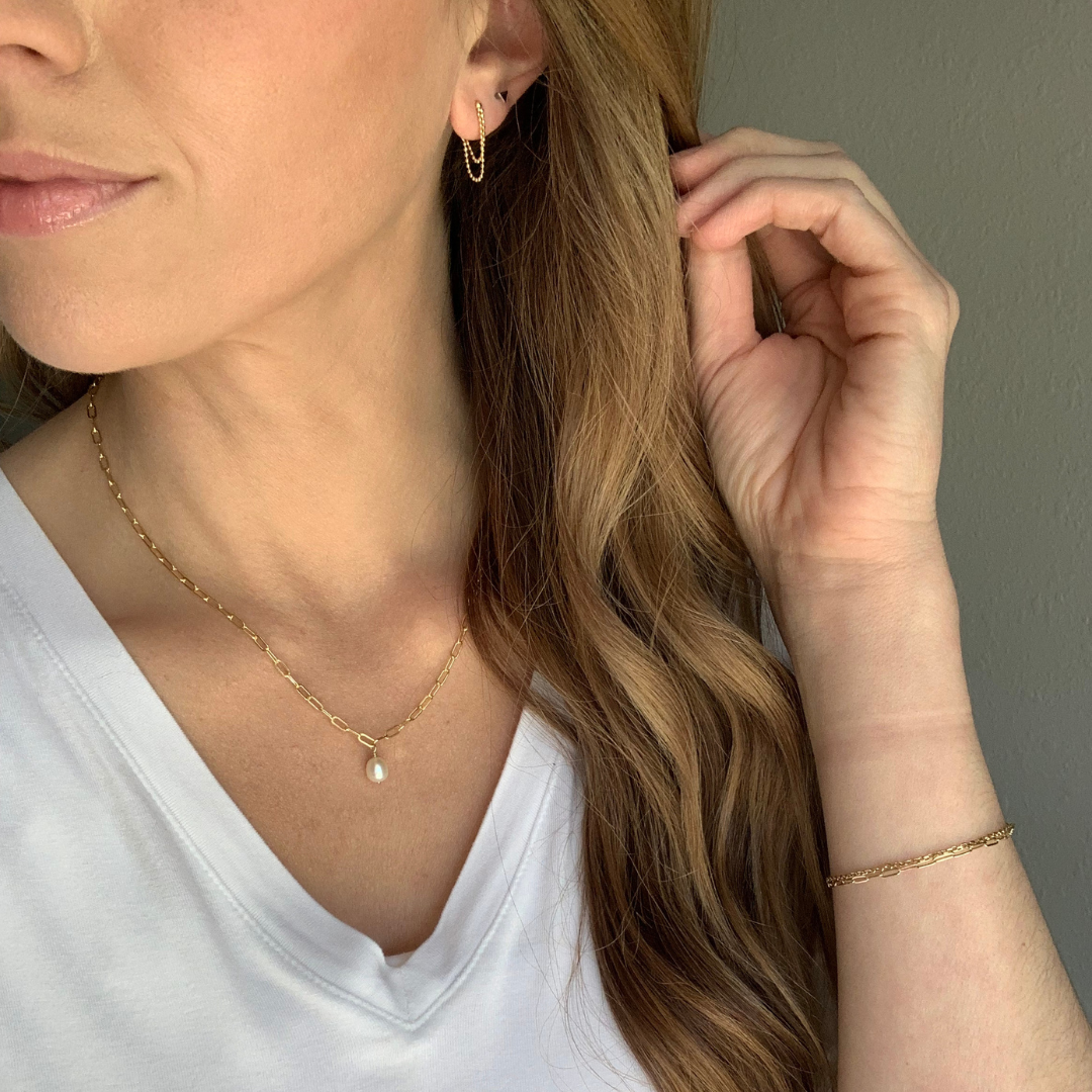 Yellow Gold Bead Chain Earrings