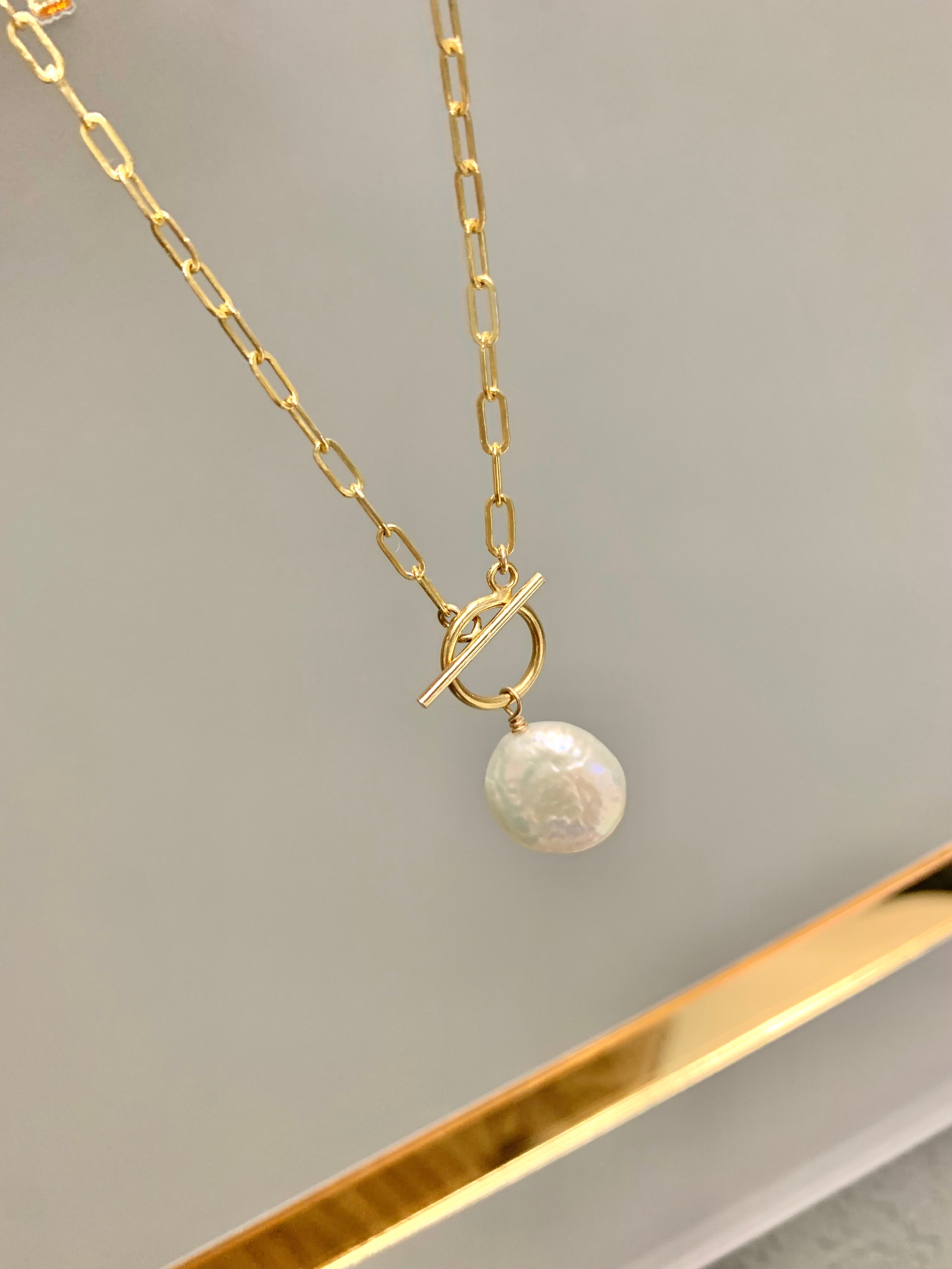 coin pearl toggle necklace