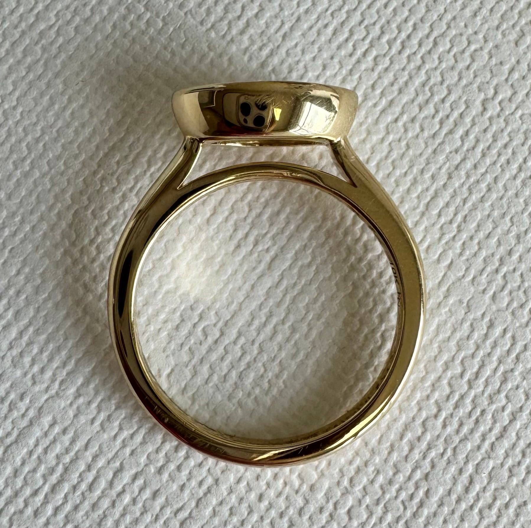 Custom 10k yellow gold bezel set marquise diamond solitaire ring. Size 9. The marquise= 1.55 carats exact.