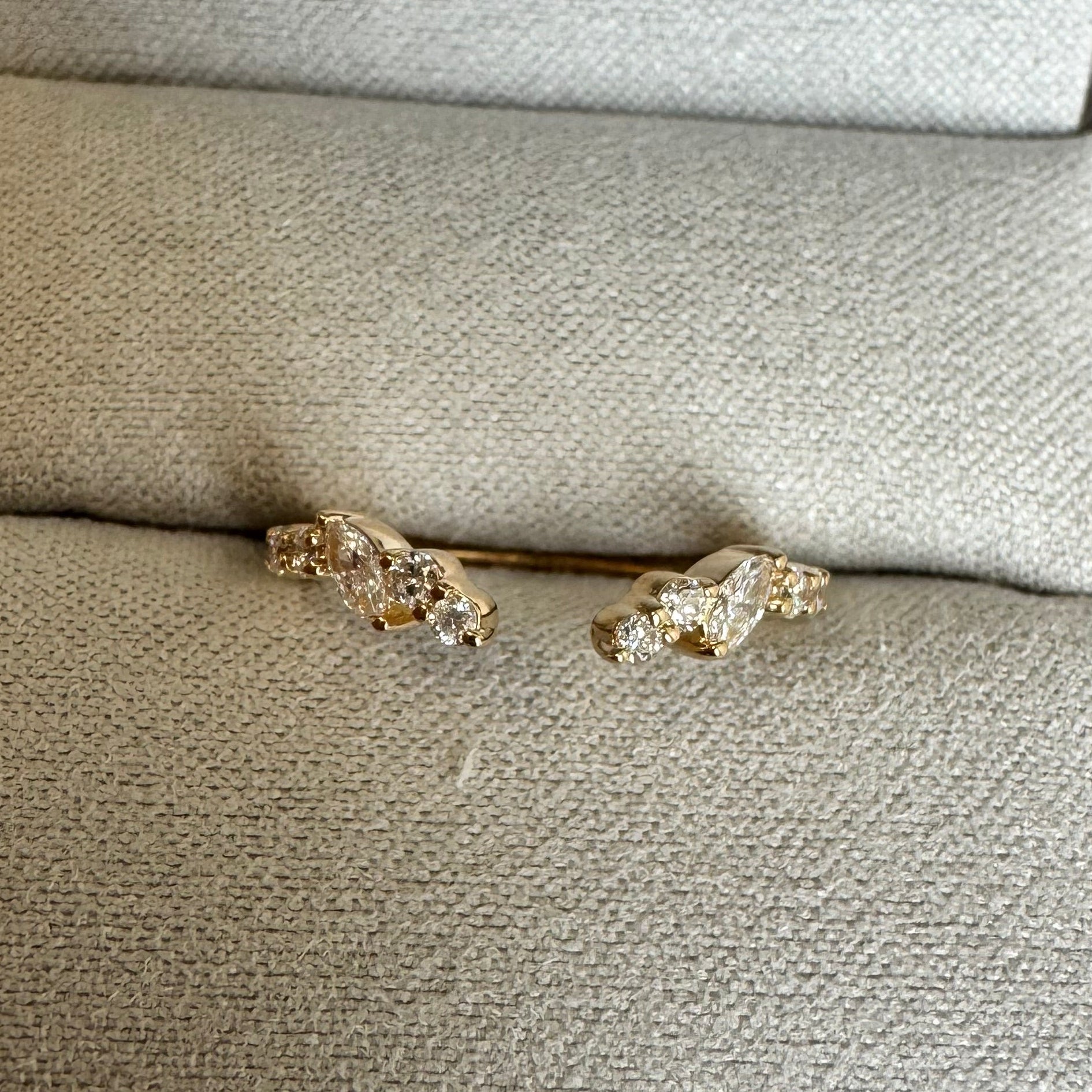 14k yellow gold lab grown diamond open style wedding band. 0.27 cttw. Size 4.