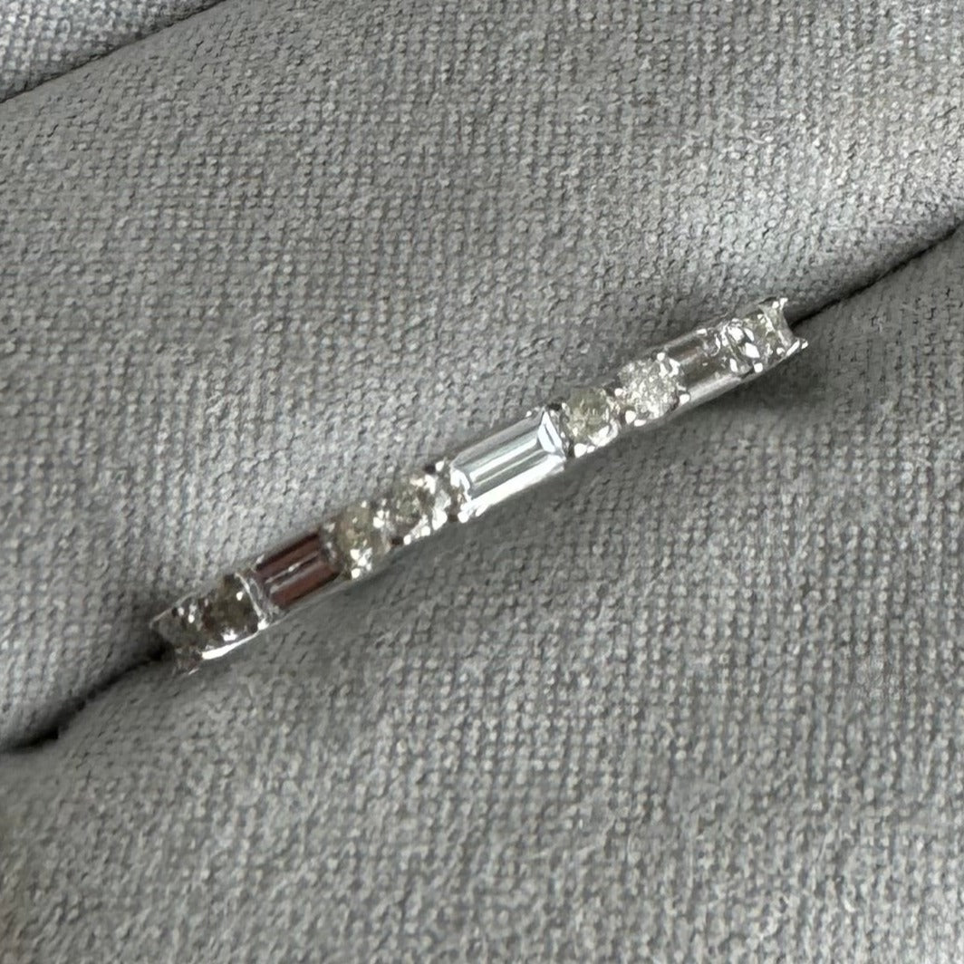 Lab grown baguette & genuine round diamond band using customer's 8 round diamonds. Size 8.