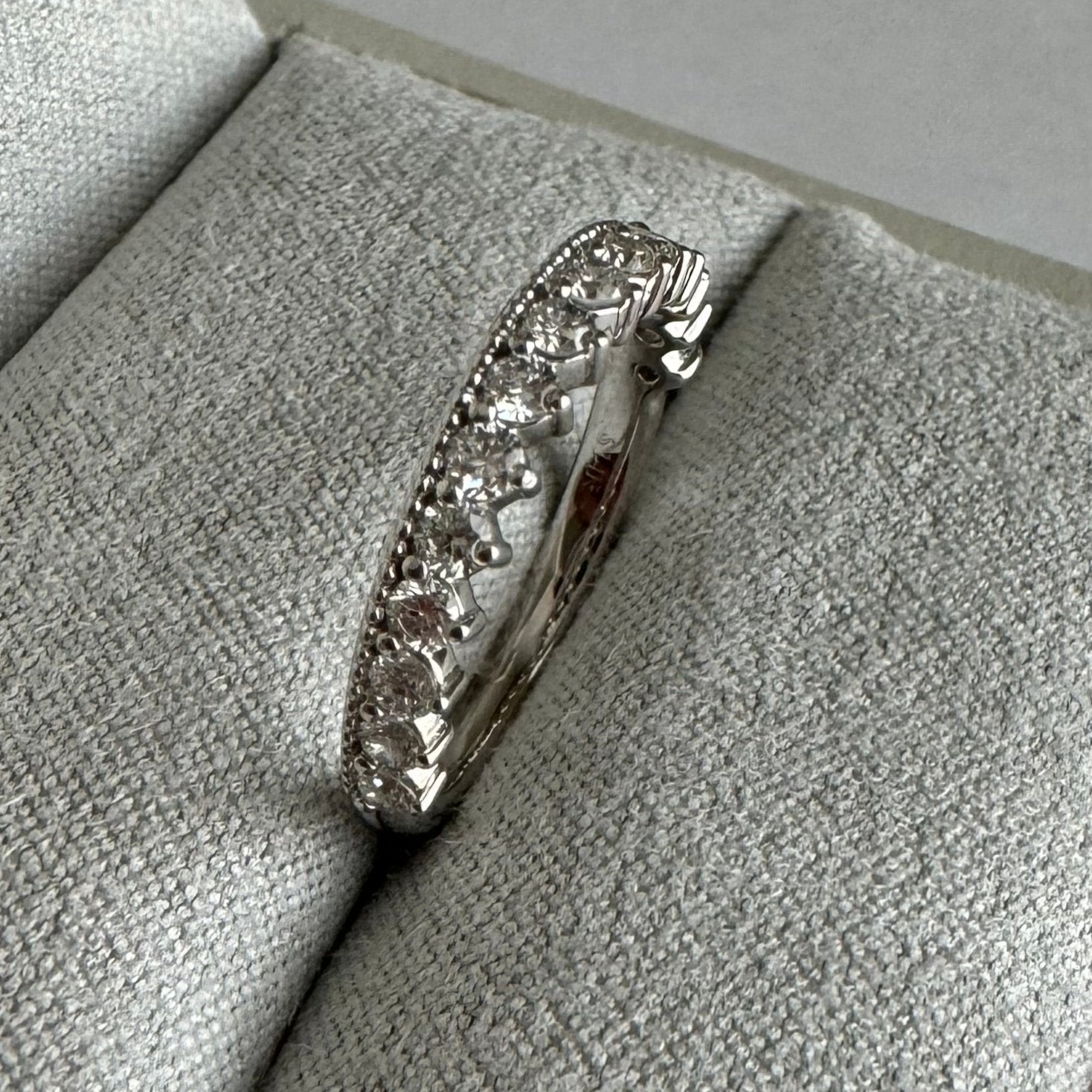 14k white gold 1/2 cttw. lab grown diamond milgrain wedding band - Size 5.25