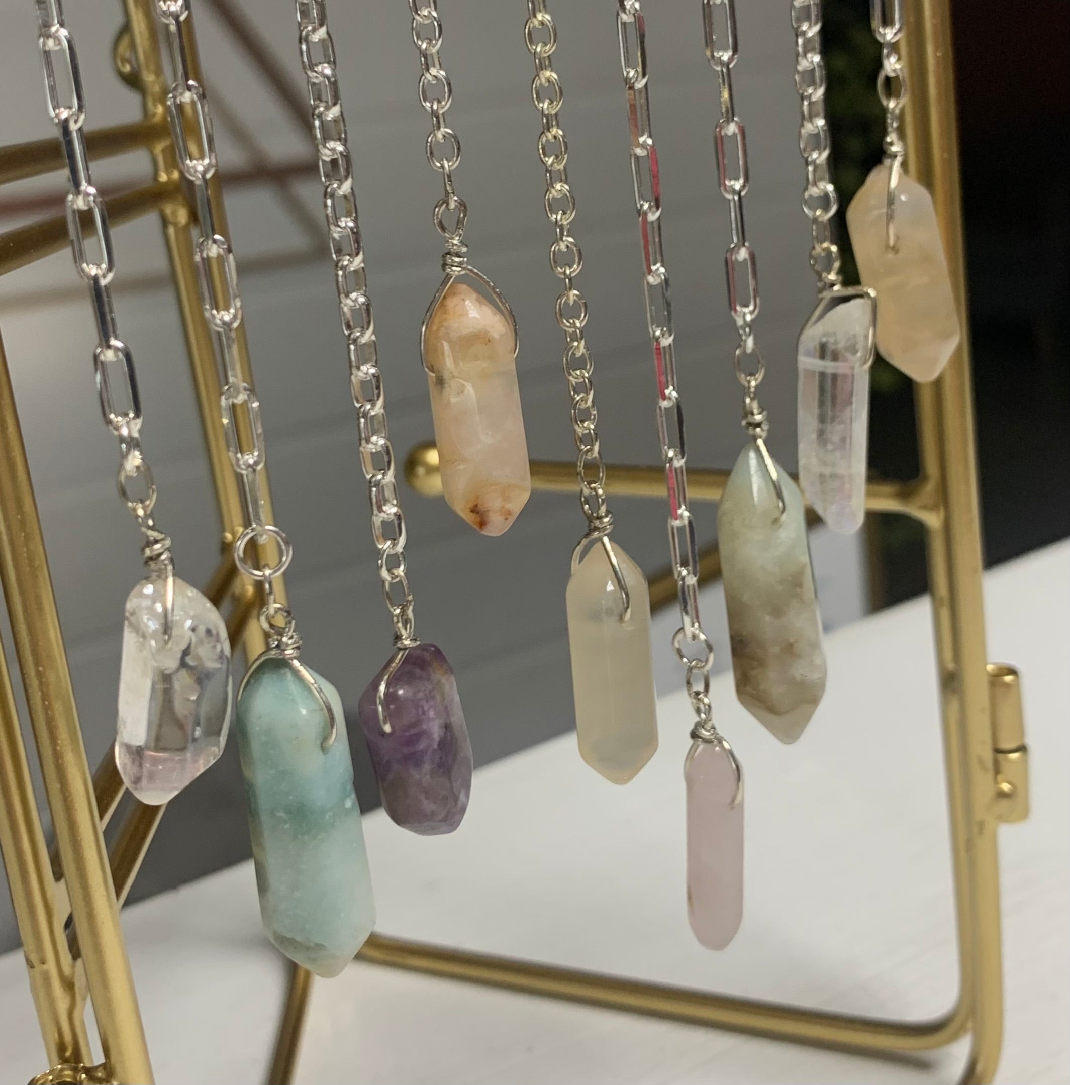 7" sterling silver & gemstone pendulum bracelet