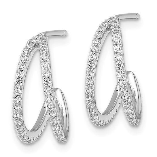 cz split hoop earrings