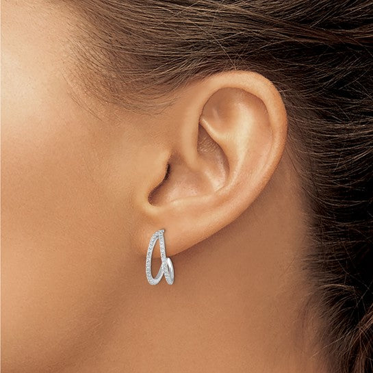 cz split hoop earrings
