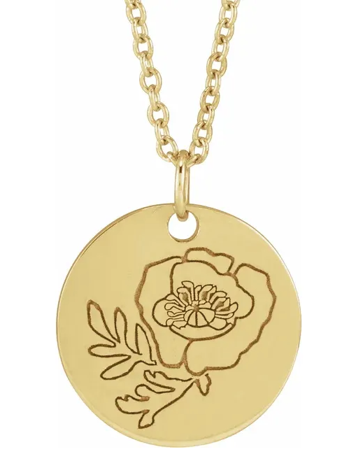 poppy flower necklace