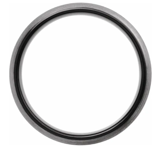 Half round comfort fit Tungsten band with Black PVD on the inside . Size 8.5. 7mm wide.