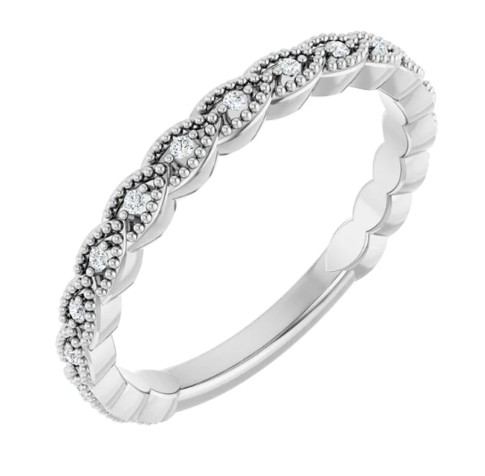 14K White Gold .07 CTW Natural Diamond Anniversary Band. Size 7.