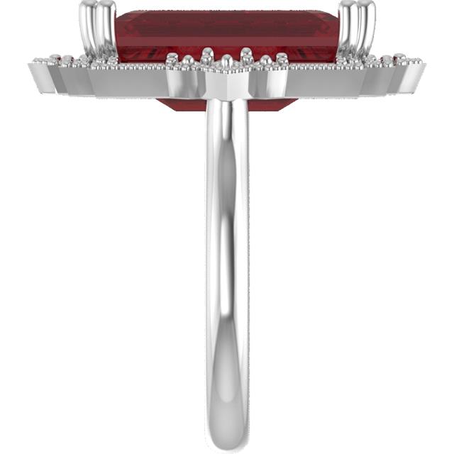 1st payment: Custom 10k white gold Ruby and lab grown diamond vintage style ring made with client's emerald cut ruby (7.15 cts). Size 4.5