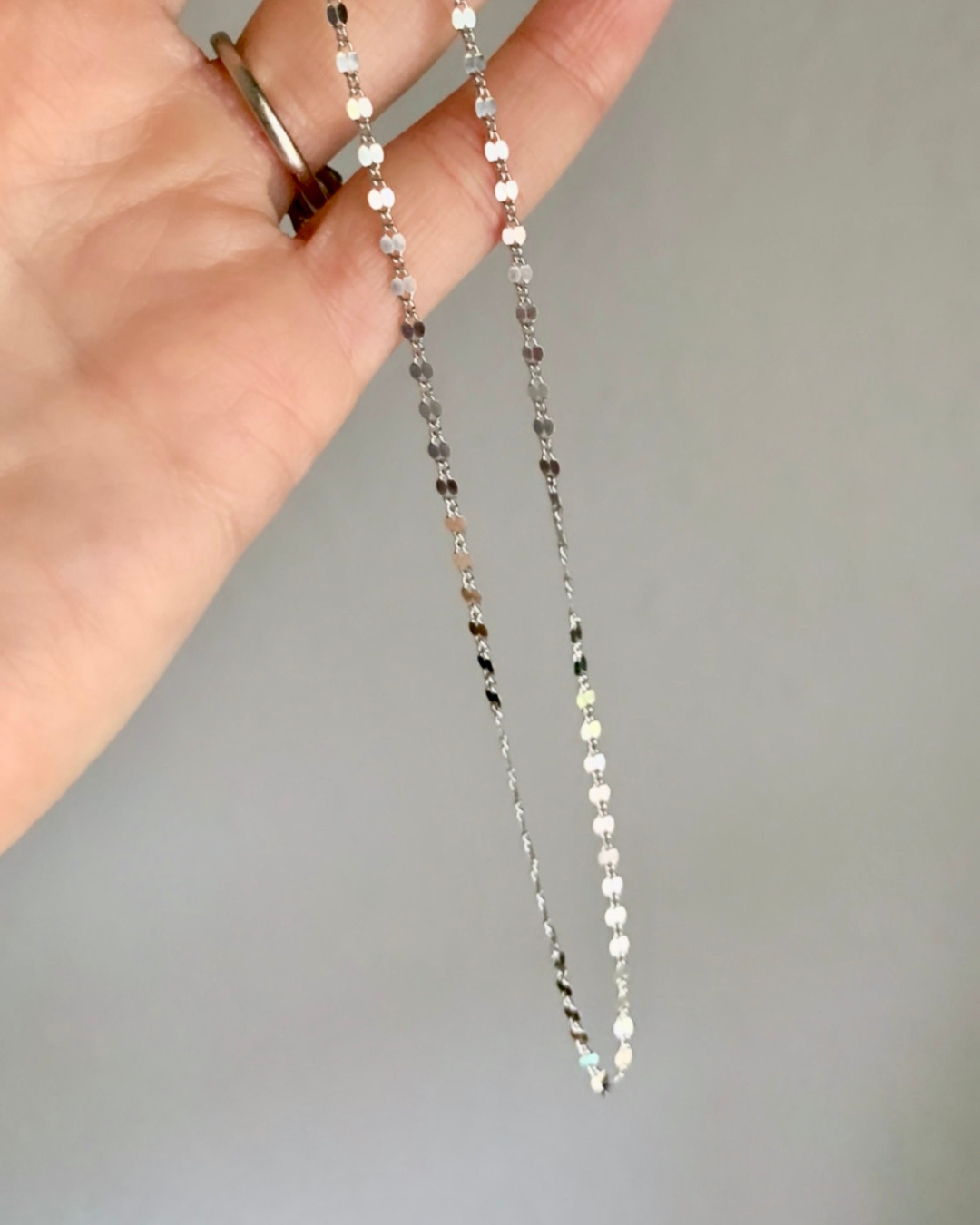 sparkly silver layering chain