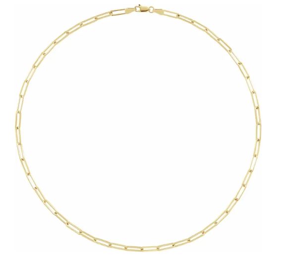 14K Yellow 3.85 mm Paperclip-Style 18" Chain