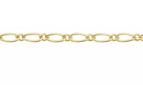 14K Yellow 1.5 mm Figaro Chain - claspless bracelet
