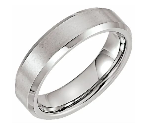 Tungsten 6 mm Beveled-Edge Inlay Band Size 9.5