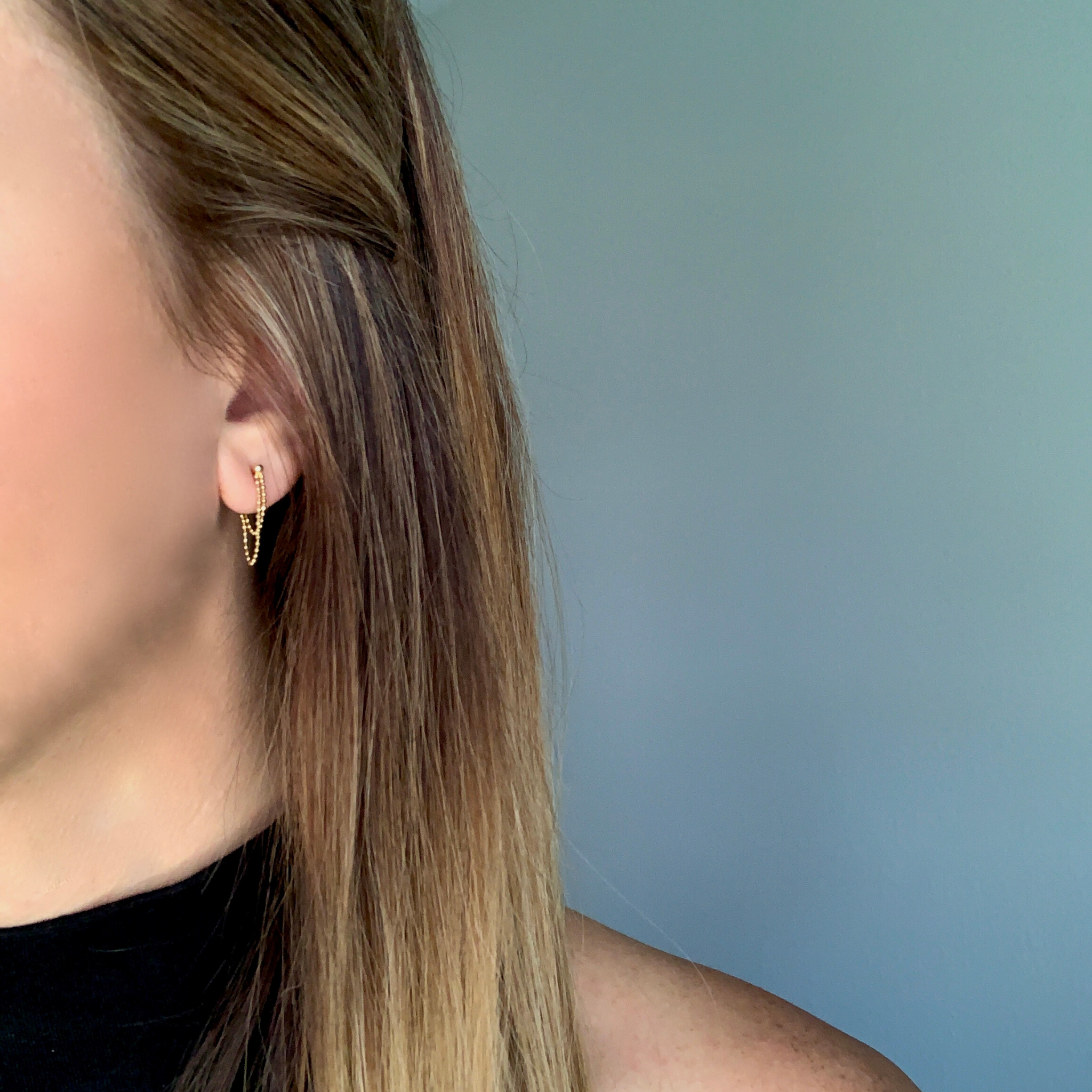 Yellow Gold Bead Chain Earrings