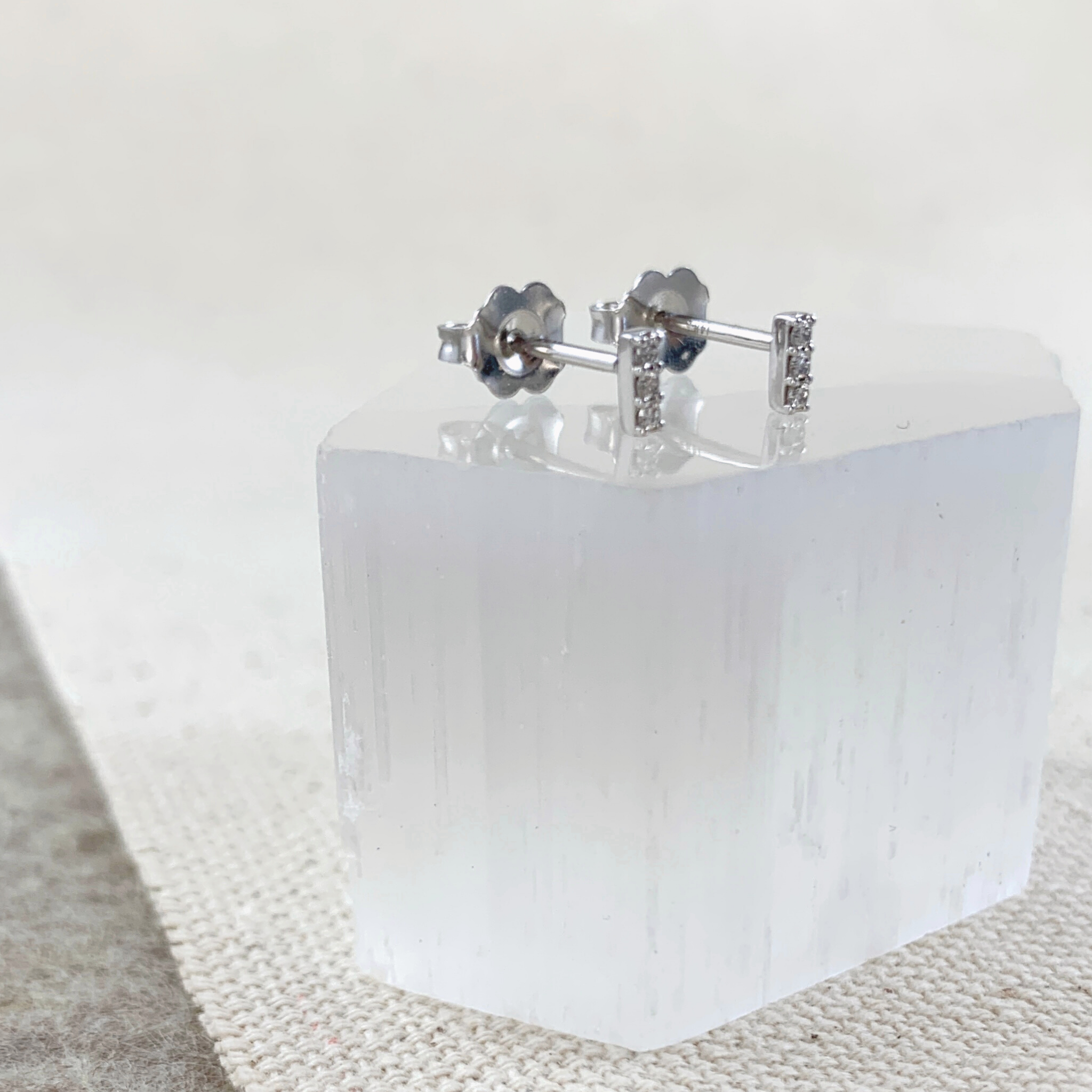 Small Diamond Bar Earrings