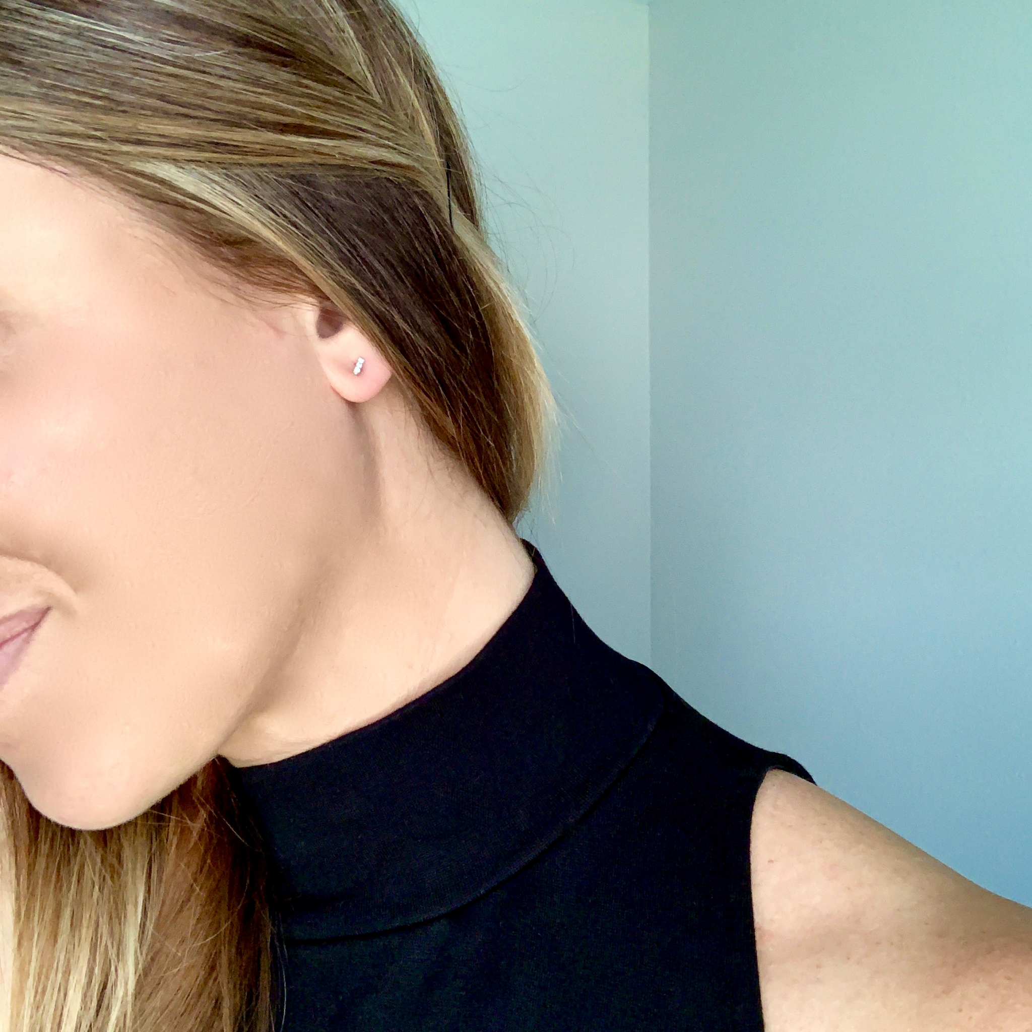 Small Diamond Bar Earrings
