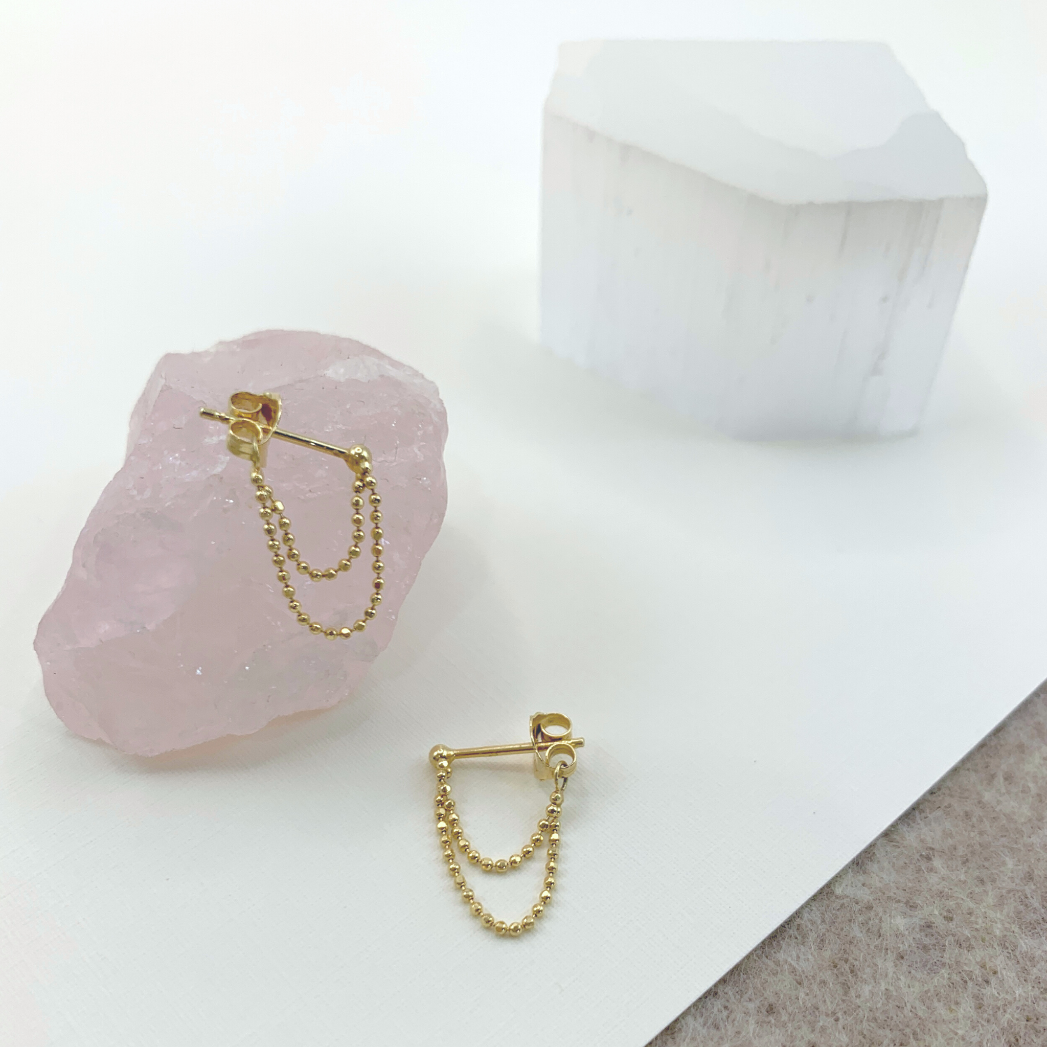 Yellow Gold Bead Chain Earrings