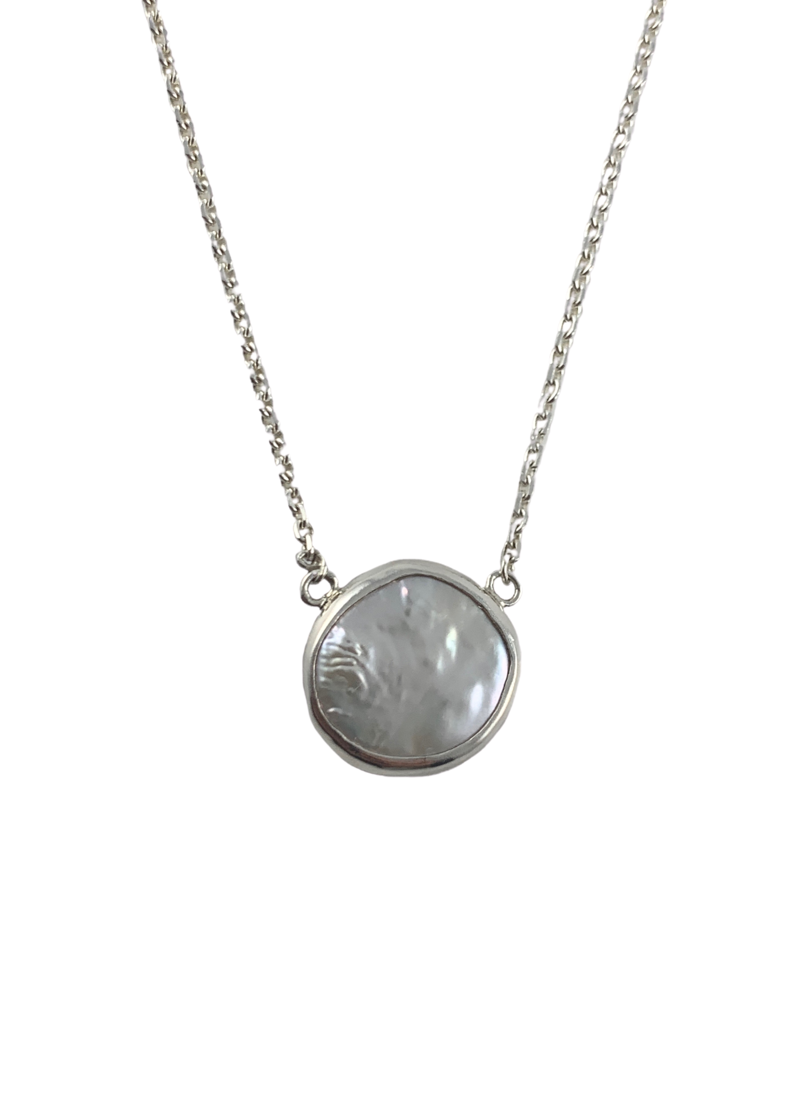 Sterling Silver Coin Pearl Necklace