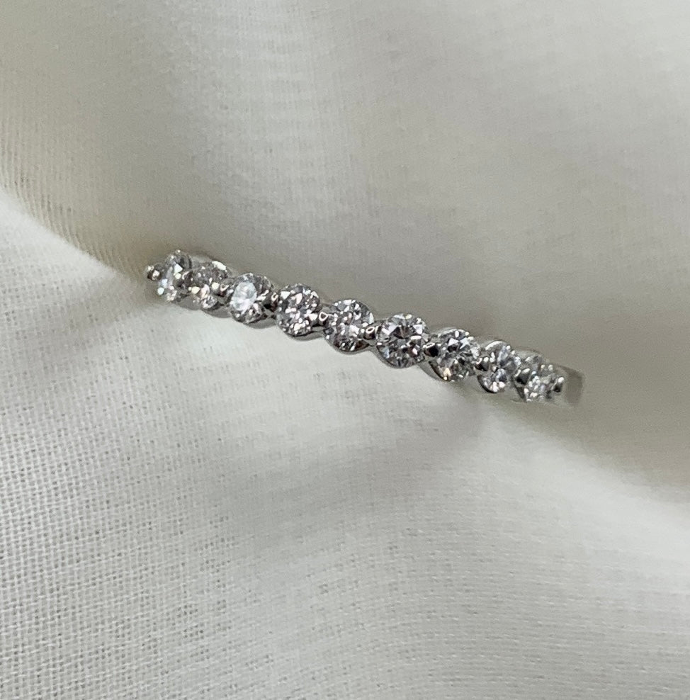 Custom 14k white gold diamond wedding band